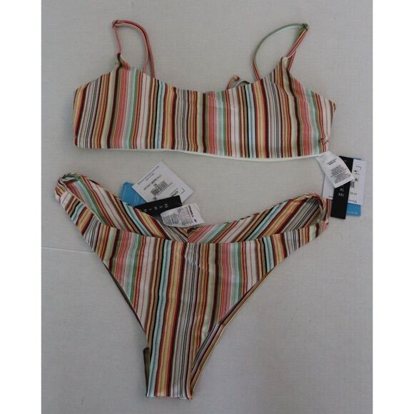 O'Neill Sz XL Striped Sundance Hermosa Surf Top/Cheeky Bottom 2-Pc Bikini Set$85 - Picture 1 of 9